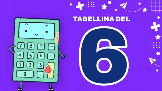 Copertina del video sulla tabellina del 6 con CalcOlettore