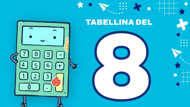 Copertina del video sulla tabellina del 8 con CalcOlettore